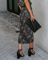 Taurus Snake Print Wrap Midi Skirt